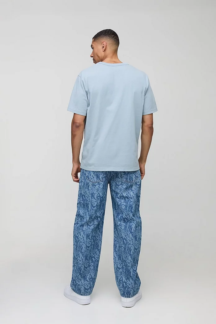 Relaxed Rigid Laser Printed Denim Jeans | boohooMAN USA Relaxed Rigid Laser Printed Denim Jeans | boohooMAN USA